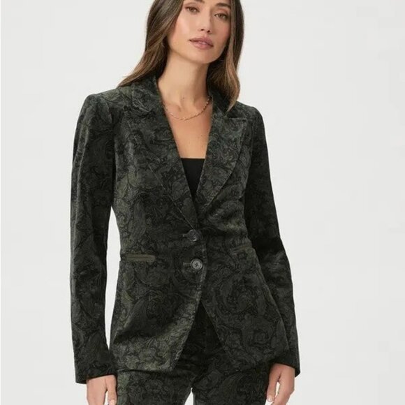 PAIGE Pants - Morris & Co. X PAIGE Velvet Chelsea Blazer (xs) and Naomi Straight Pant (2) set